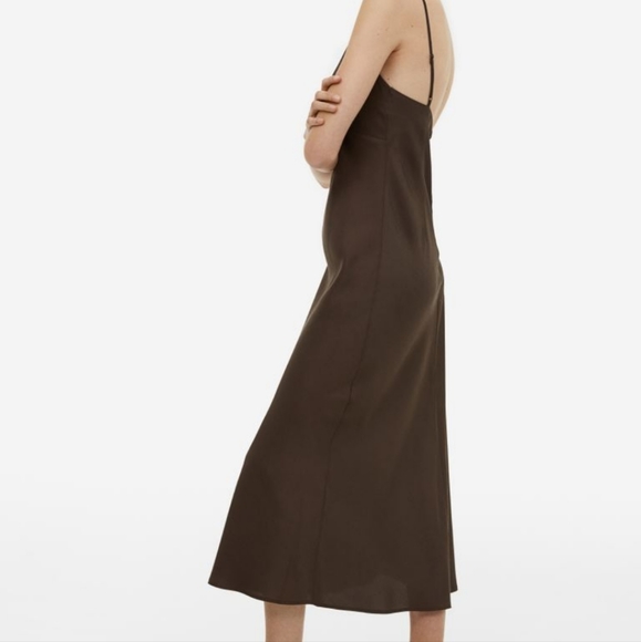 Chocolate brown slip satin dress - Picture 3 of 3